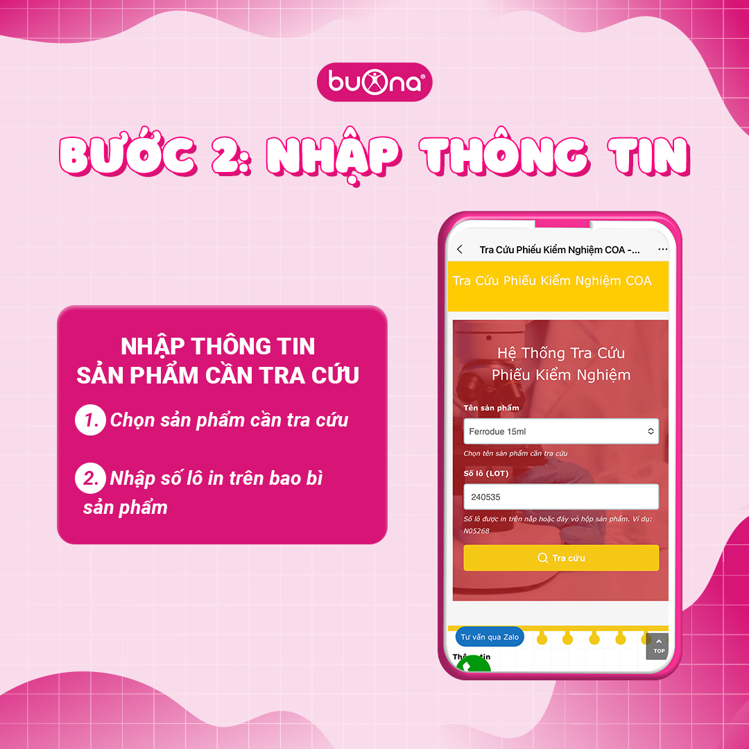 Check CoA sản phẩm Buona thật giả