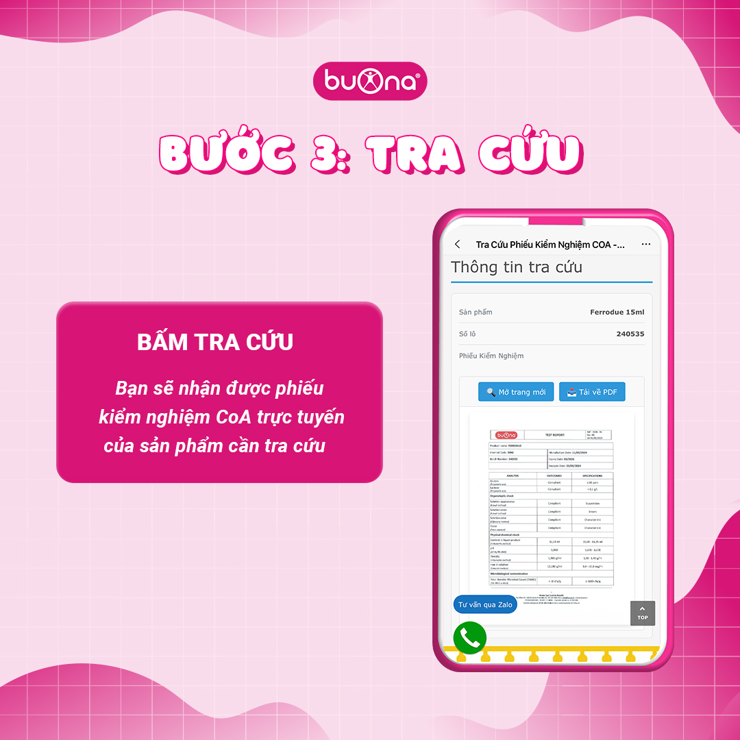 Check CoA sản phẩm Buona thật giả